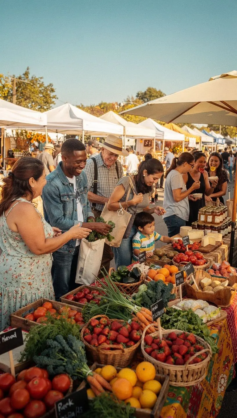Diverse group of community members engaged in a local discussion sharing insights and experiences.